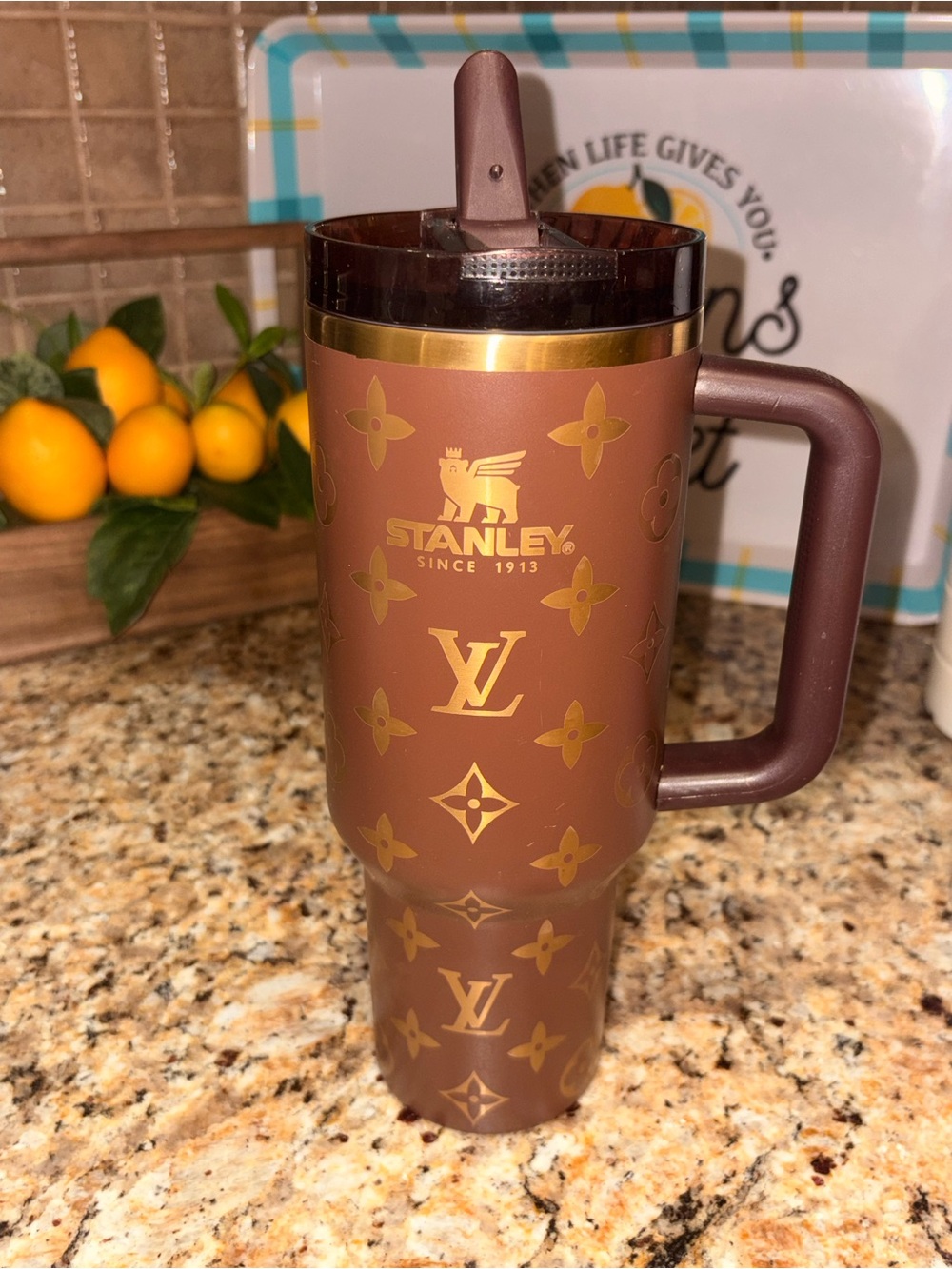 Stanley Brown Metallic Travel Mug - Insulated Handle Mug 40oz cup
